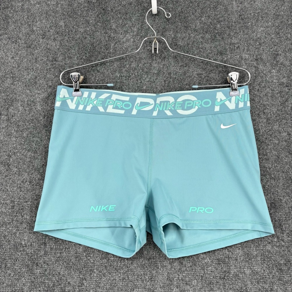Nike Pro Light Aqua Training Biker Shorts Women’s XL Athletic Running Sporty 3”